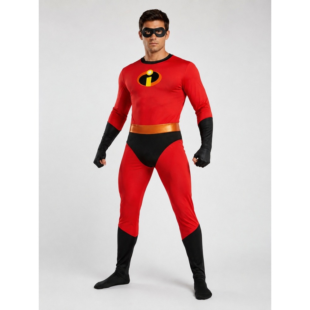 Disney Pixar Mr Incredible Adult Costume Disguise Red Jumpsuit XL 42-46 Mens